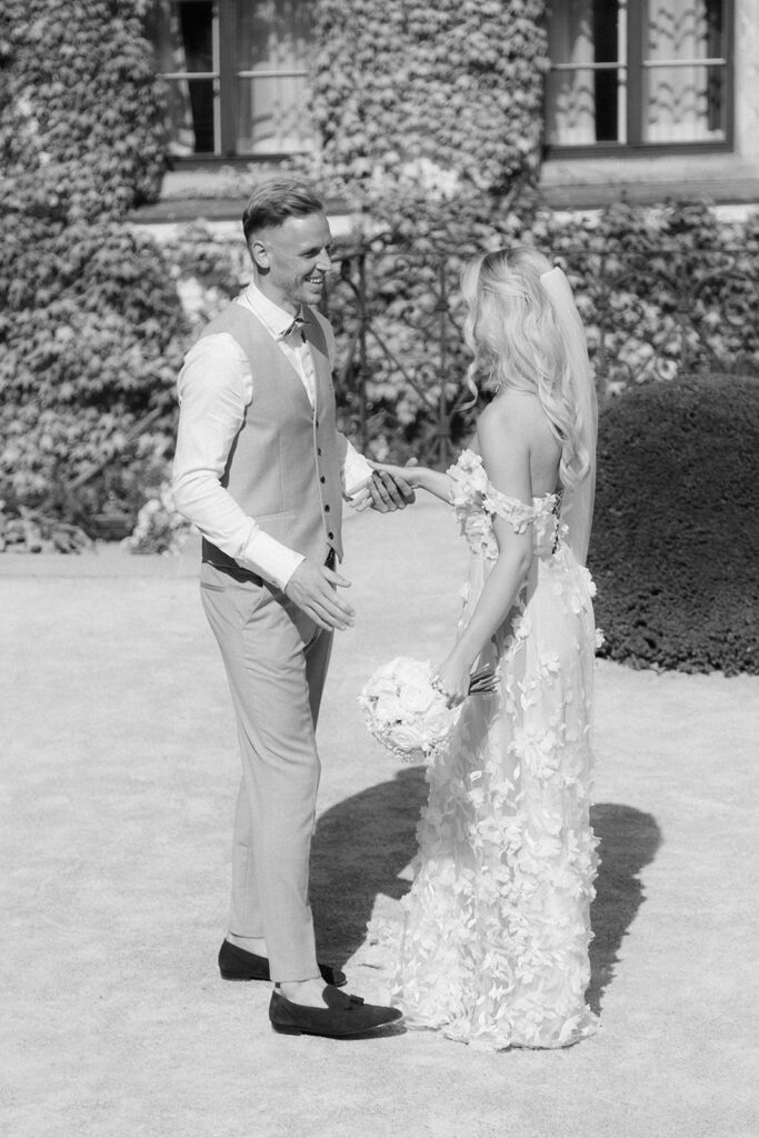 Couple photography of newlyweds after their wedding ceremony in Vrtba Garden, Prague