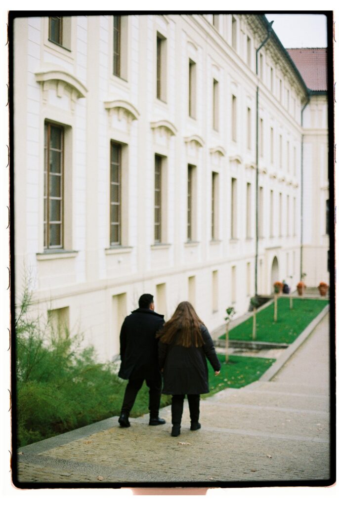 engagement story in prague captured by film photographer Lucie Muse