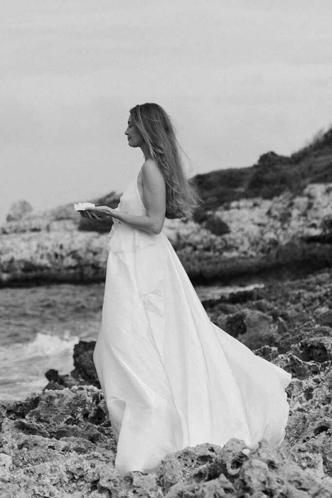 Artistic portrait of a bride at a destination wedding in Mallorca