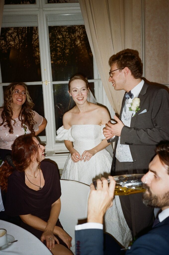 wedding party celebration captured on film by lucie muse 