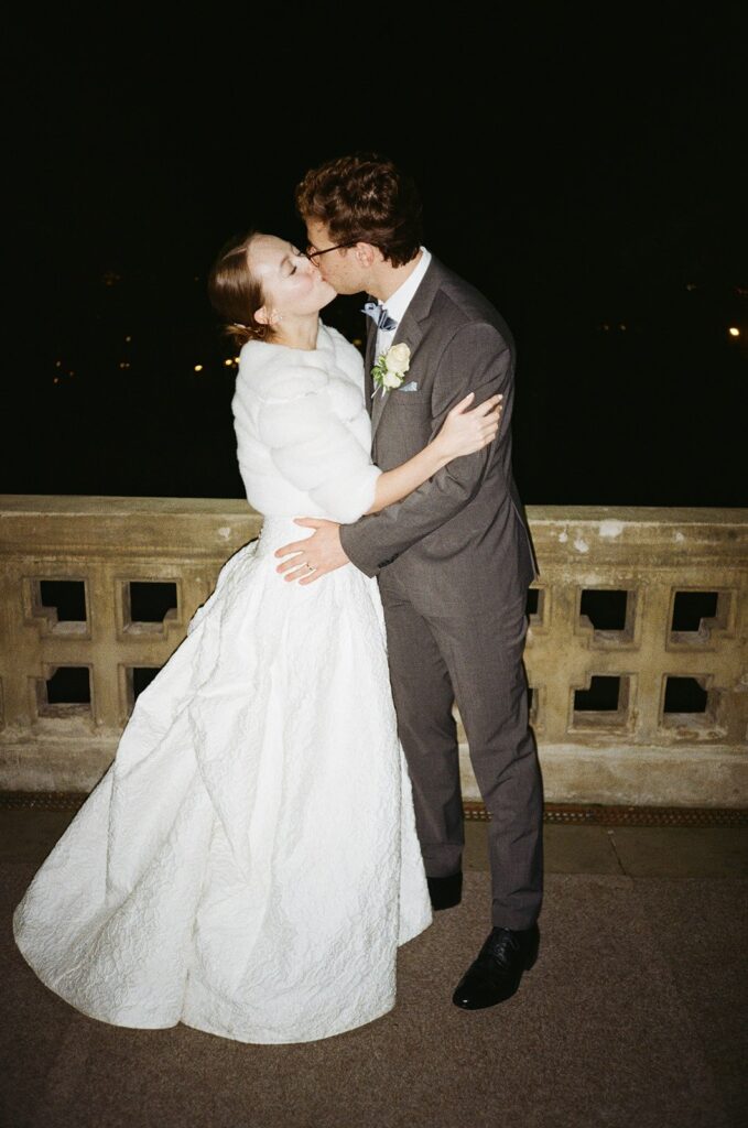 Wedding kiss in Prague captured by Lucie Muse wedding photographer