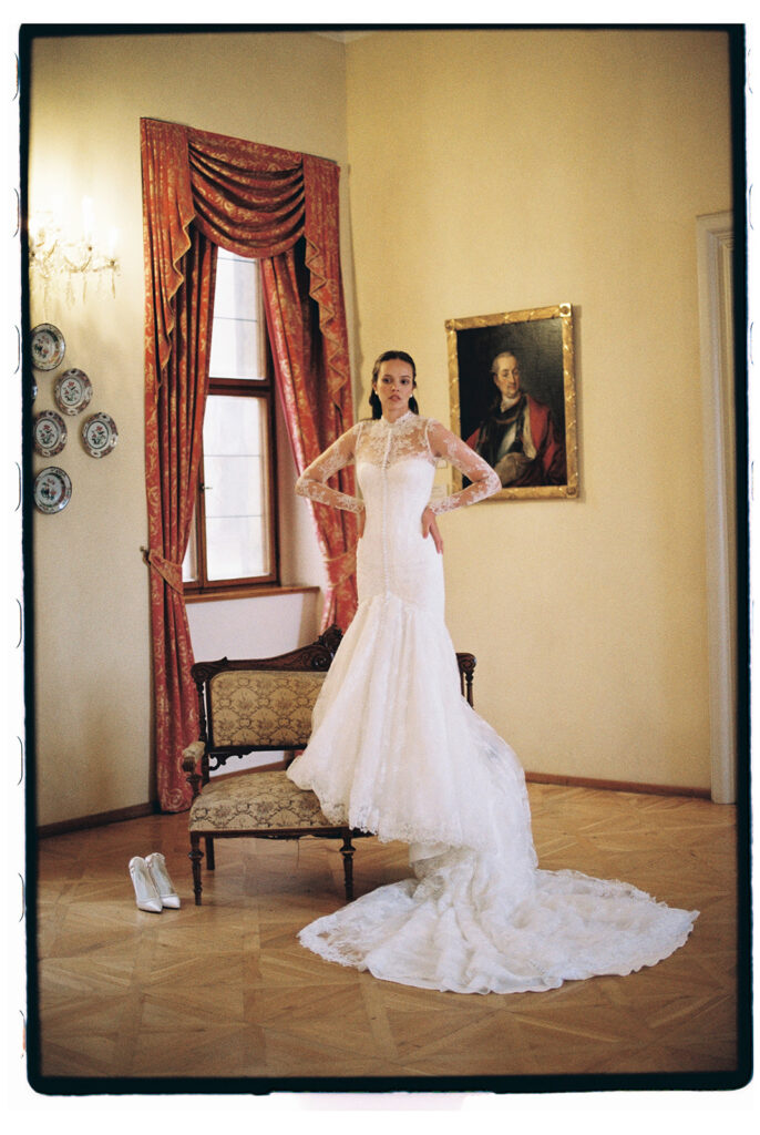 film wedding photo of the bride by lucie muse